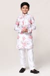 Shop_Petite Pomme_White Cotton Floral Printed Kurta And Pant Set _Online_at_Aza_Fashions