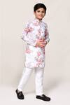 Petite Pomme_White Cotton Floral Printed Kurta And Pant Set _at_Aza_Fashions