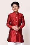 Buy_Petite Pomme_Red Jacquard Zari Kurta And Dhoti Pant Set 