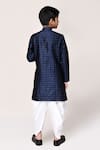 Shop_Petite Pomme_Navy Jacquard, Silk Kurta And Dhoti Pant Set _at_Aza_Fashions