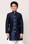 Buy Petite Pomme Navy Jacquard, Silk Kurta And Dhoti Pant Set Buy_Petite Pomme_Navy Jacquard, Silk Kurta And Dhoti Pant Set