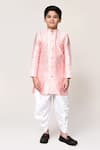 Shop_Petite Pomme_Pink Jacquard Kurta And Dhoti Pant Set _Online_at_Aza_Fashions