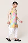 Petite Pomme_Beige Brocade, Silk Zari Geometric Kurta And Dhoti Pant Set _Online_at_Aza_Fashions