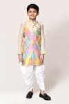 Buy_Petite Pomme_Beige Brocade, Silk Zari Geometric Kurta And Dhoti Pant Set _Online_at_Aza_Fashions