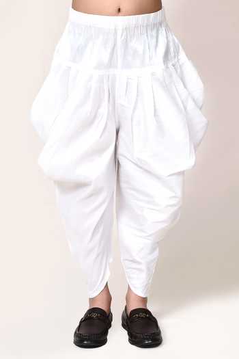 Petite Pomme_Sky Blue Silk Asymmetric Kurta And Dhoti Pant Set _at_Aza_Fashions