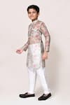 Petite Pomme_Off White Cotton Satin, Shantoon Floral Print Kurta And Pant Set _Online_at_Aza_Fashions
