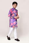 Buy_Petite Pomme_Purple Cotton, Silk Floral Print Kurta And Pant Set _Online_at_Aza_Fashions