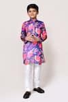 Buy_Petite Pomme_Purple Cotton, Silk Floral Print Kurta And Pant Set _at_Aza_Fashions