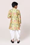 Shop_Petite Pomme_Yellow Jacquard Floral Print Kurta And Dhoti Pant Set _at_Aza_Fashions