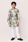 Buy_Petite Pomme_Green Cotton, Silk Floral Print Kurta And Pant Set _Online_at_Aza_Fashions