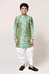 Buy_Petite Pomme_Green Jacquard, Silk Kurta And Dhoti Pant Set _Online_at_Aza_Fashions