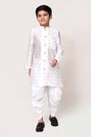 Petite Pomme_White Silk Block Print Kurta And Dhoti Pant Set _Online_at_Aza_Fashions