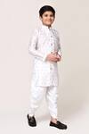 Shop_Petite Pomme_White Silk Block Print Kurta And Dhoti Pant Set _Online_at_Aza_Fashions