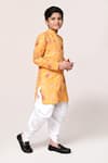 Petite Pomme_Yellow Jacquard Kurta And Dhoti Pant Set _Online_at_Aza_Fashions