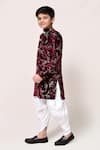 Buy_Petite Pomme_Maroon Velvet Foil Printing Floral Pattern Kurta Set _Online_at_Aza_Fashions