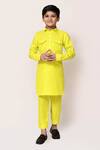Buy_Petite Pomme_Lime Linen Plain Kurta And Pant Set _at_Aza_Fashions
