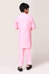 Shop_Petite Pomme_Pink Linen Plain Kurta And Pant Set _at_Aza_Fashions
