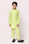 Buy_Petite Pomme_Green Linen Plain Kurta And Pant Set _at_Aza_Fashions