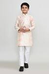 Buy_Petite Pomme_Pink Silk Embroidery, Foil Printing Floral Thread Work Kurta And Pant Set _at_Aza_Fashions