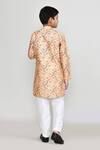 Shop_Petite Pomme_Orange Silk, Shantoon Floral Print Kurta Set _at_Aza_Fashions
