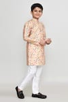 Petite Pomme_Orange Silk, Shantoon Floral Print Kurta Set _at_Aza_Fashions