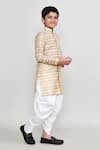 Petite Pomme_Beige Cotton, Silk Stripe Print Kurta And Patiala Pant Set _at_Aza_Fashions
