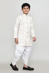 Petite Pomme_Cream Cotton, Silk Embroidery Thread Work Kurta And Patiala Pant Set _at_Aza_Fashions
