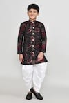 Buy_Petite Pomme_Black Jacquard, Silk Kurta And Patiala Pant Set _at_Aza_Fashions