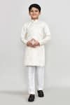 Petite Pomme_Cream Jacquard, Shantoon Kurta And Pant Set _at_Aza_Fashions