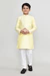 Buy_Petite Pomme_Yellow Silk Textured Kurta And Pant Set _at_Aza_Fashions