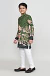 Buy_Petite Pomme_Green Cotton, Shantoon Floral Print Kurta And Pant Set _Online_at_Aza_Fashions