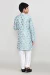 Shop_Petite Pomme_Sky Blue Jacquard, Shantoon Kurta And Pant Set _at_Aza_Fashions