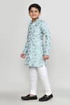 Shop_Petite Pomme_Sky Blue Jacquard, Shantoon Kurta And Pant Set _Online_at_Aza_Fashions