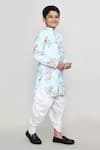 Buy_Petite Pomme_Blue Cotton, Silk Floral Print Kurta And Patiala Pant Set _Online_at_Aza_Fashions