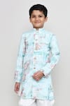 Buy_Petite Pomme_Blue Cotton, Silk Floral Print Kurta And Patiala Pant Set 