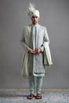 Buy_Gargee Designers_Mint Jacquard Embroidery Zayaan Sherwani Set _at_Aza_Fashions