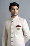 Buy_Gargee Designers_Ivory Brocade Studs, Brooches Advait Sherwani Set _Online_at_Aza_Fashions