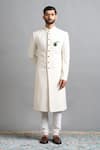 Buy_Gargee Designers_Off White Jacquard Arjun Ivory Sherwani Set _Online_at_Aza_Fashions