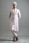 Gargee Designers_Lavender Chanderi Embroidery, Sequins Kiaan Sherwani Set _Online_at_Aza_Fashions