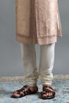 Gargee Designers_Peach Cotton, Silk Embroidery, Stones Raghav Sherwani Set _Online_at_Aza_Fashions