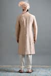 Shop_Gargee Designers_Peach Cotton, Silk Embroidery, Stones Raghav Sherwani Set _at_Aza_Fashions