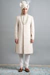 Shop Gargee Designers Ivory Chanderi Embroidery, Stones, Beads Aaryan Sherwani Set Online at Aza Fashions Shop_Gargee Designers_Ivory Chanderi Embroidery, Stones, Beads Aaryan Sherwani Set _Online_at_Aza_Fashions