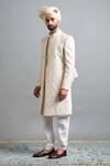 Shop_Gargee Designers_Ivory Dupion Embroidery Devansh Sherwani Set _Online_at_Aza_Fashions