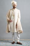 Buy_Gargee Designers_Ivory Dupion Embroidery Devansh Sherwani Set _at_Aza_Fashions