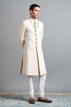 Gargee Designers Ivory Chanderi Embroidery, Metallic Thread Kunal Sherwani Set Online at Aza Fashions Gargee Designers_Ivory Chanderi Embroidery, Metallic Thread Kunal Sherwani Set _Online_at_Aza_Fashions