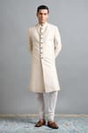 Buy Gargee Designers Ivory Chanderi Embroidery, Metallic Thread Kunal Sherwani Set at Aza Fashions Buy_Gargee Designers_Ivory Chanderi Embroidery, Metallic Thread Kunal Sherwani Set _at_Aza_Fashions