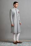 Gargee Designers Gray Jacquard Brooches Riaan Grey Sherwani Set Online at Aza Fashions Gargee Designers_Gray Jacquard Brooches Riaan Grey Sherwani Set _Online_at_Aza_Fashions