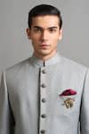 Shop Gargee Designers Gray Jacquard Brooches Riaan Grey Sherwani Set Online at Aza Fashions Shop_Gargee Designers_Gray Jacquard Brooches Riaan Grey Sherwani Set _Online_at_Aza_Fashions