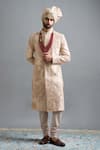 Gargee Designers Beige Silk Embroidery, Beads Yuvraj Sherwani Set Online at Aza Fashions Gargee Designers_Beige Silk Embroidery, Beads Yuvraj Sherwani Set _Online_at_Aza_Fashions