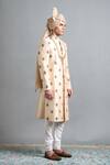 Gargee Designers Peach Silk Embroidery, Metallic Thread Rajveer Ivory Sherwani Set Online at Aza Fashions Gargee Designers_Peach Silk Embroidery, Metallic Thread Rajveer Ivory Sherwani Set _Online_at_Aza_Fashions